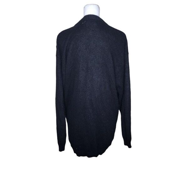 Vintage 80s Confetti Sequin Cardigan Sweater Womens Size M Black Rainbow Angora - Picture 4 of 7